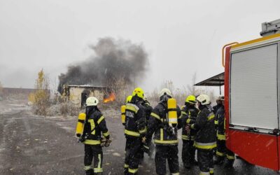 Tűzoltási gyakorlat Pécsett 2025. 11. hó 23-án